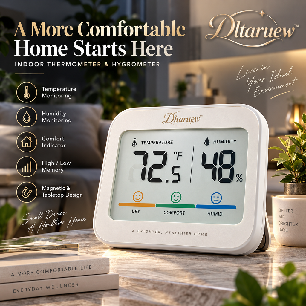 Dltaruew™ TempSense Home — Digital Indoor Thermometer & Hygrometer, Room Temperature & Humidity Monitor with Comfort Indicator