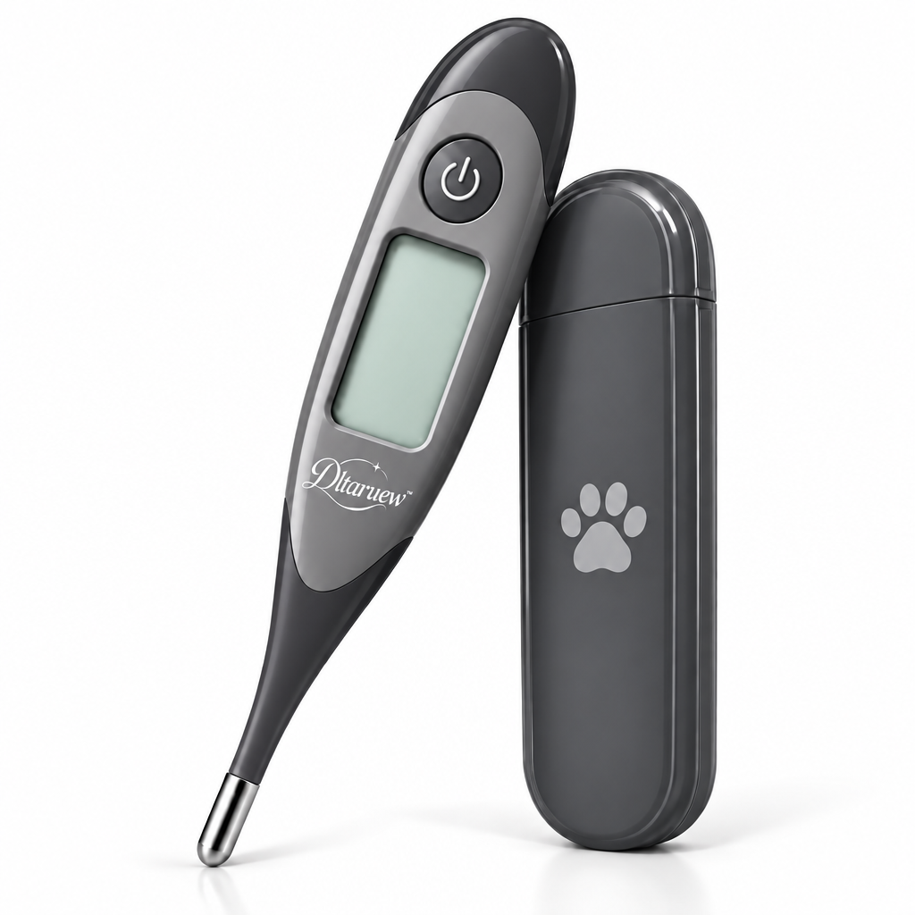 Dltaruew™ PetTemp Care — Digital Pet Thermometer with Flexible Tip, Large LCD & Memory Recall