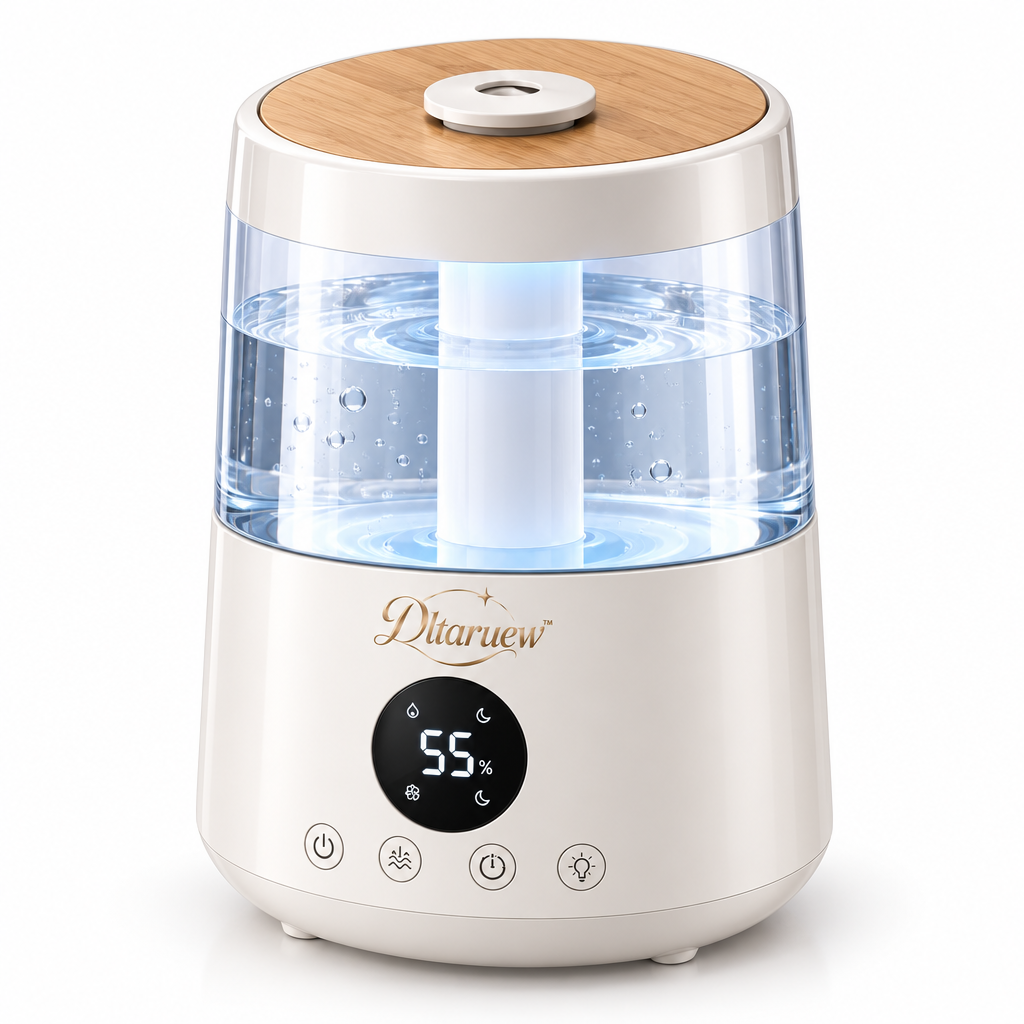 Dltaruew™ MistArc 4L — Top-Fill Ultrasonic Cool Mist Humidifier with Digital Humidity Display & Night Mode