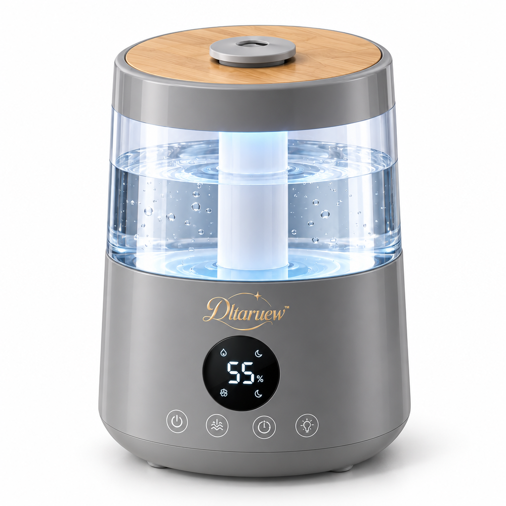 Dltaruew™ MistArc 4L — Top-Fill Ultrasonic Cool Mist Humidifier with Digital Humidity Display & Night Mode