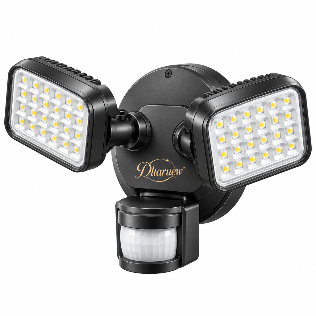 Dltaruew™ GuardBeam Outdoor — Dual-Head Motion Sensor LED Security Light with Dusk-to-Dawn Detection