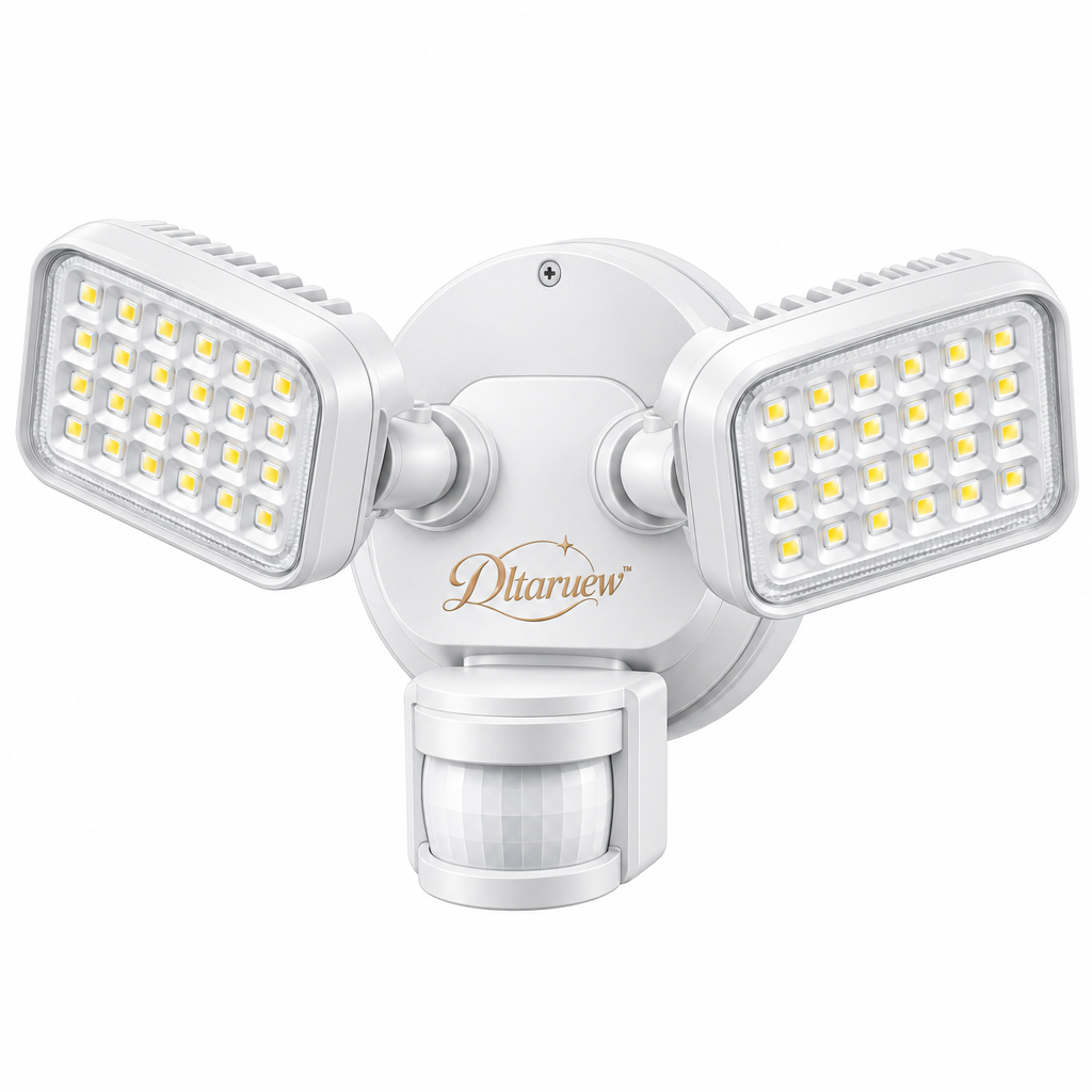 Dltaruew™ GuardBeam Outdoor — Dual-Head Motion Sensor LED Security Light with Dusk-to-Dawn Detection