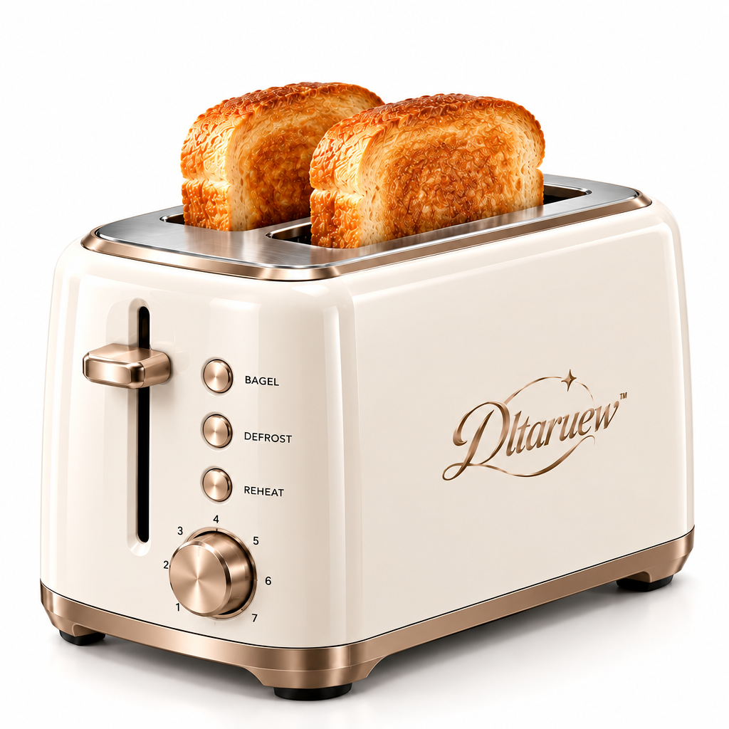 Dltaruew™ ToastArc 2 — 2-Slice Extra-Wide Slot Toaster with 7 Shade Settings, Bagel, Defrost & Reheat